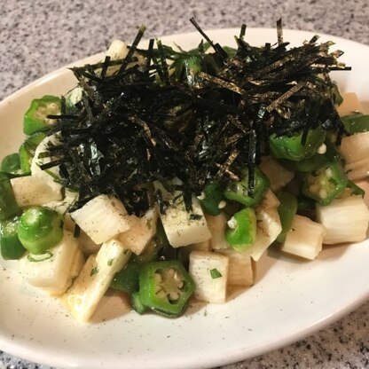 海苔は和えずに乗せました^ ^ わさびの辛味が大人の風味♪ 夏らしくさっぱりとしたお味で焼酎が進みました!